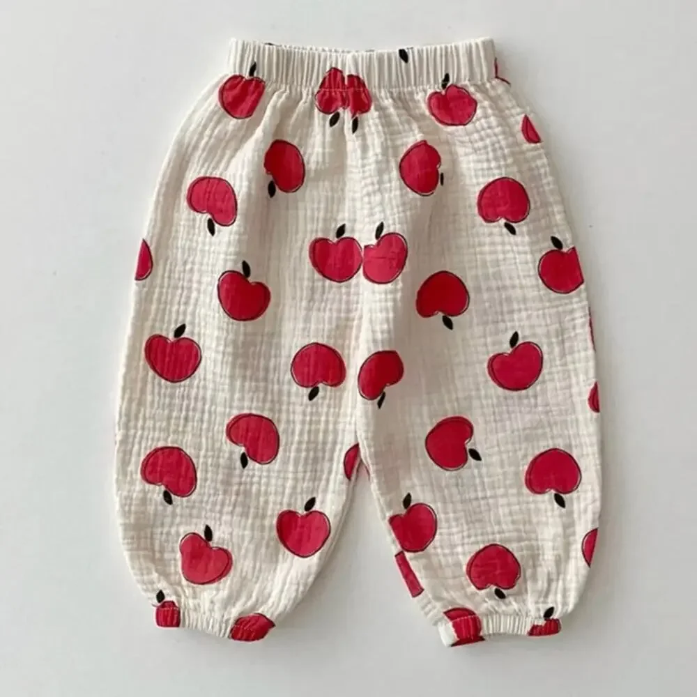 New girl’s summer cotton pants size 4 apples